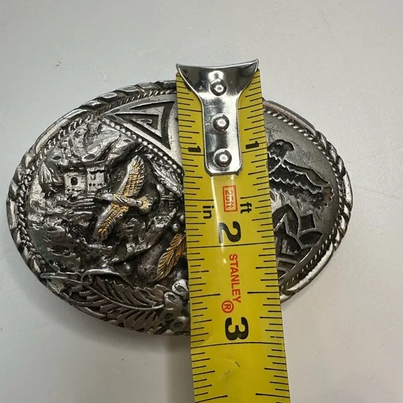 Vintage SSI Eagles Feather Belt Buckle Gold Plated And Silver Plated Detailed - Picture 7 of 7
